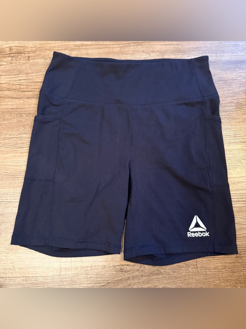 Reebok Black Women's High-Waist Athletic Shorts with Logo